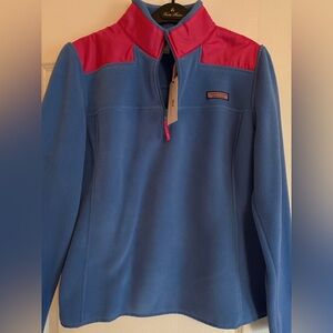 Vineyard Vines Blue Fleece with Pink Logo